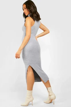 Jumper Dresses|Jumper Dresses*boohoo Teddy Soft Roll Neck Sleeveless Knitted Dress grey