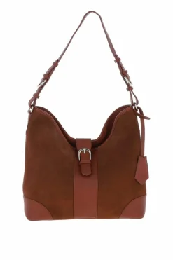 Shoulder Bags*Ashwood Leather Tesoro Toscano' Top Zip Soft Suede Leather Shoulder Bag Tan
