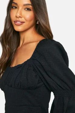 Skater Dresses*boohoo Texture Mini Dress black