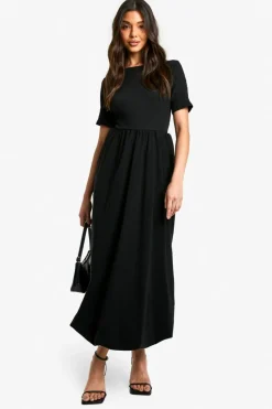 Skater Dresses*boohoo Texture Volume Skirt Midaxi Dress black