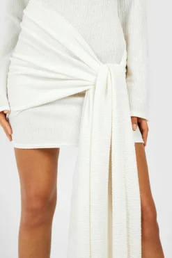 Wrap Dresses|Mini Dresses*boohoo Texture Wrap Tie Front Mini Dress cream