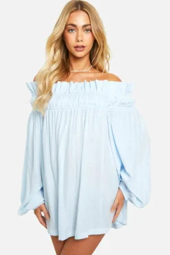 Smock Dresses*boohoo Textured Bandeau Mini Dress blue