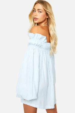 Smock Dresses*boohoo Textured Bandeau Mini Dress blue