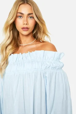 Smock Dresses*boohoo Textured Bandeau Mini Dress blue