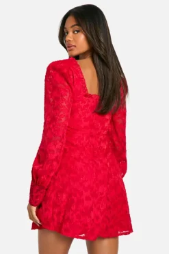 Skater Dresses|Mini Dresses*boohoo Textu Corset Milkmaid Mini Dress red