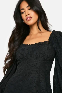 Skater Dresses|Mini Dresses*boohoo Textured Corset Milkmaid Mini Dress black