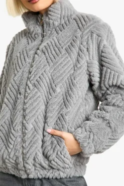 Up To 80% Off Winter Warmers|Bomber Jackets*boohoo Textured Faux Fur Jacket grey