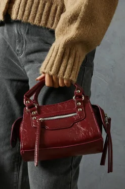 Cross-Body Bags|Handbags*MissPap Textured Faux Leather Mini Cross Body Bag burgundy