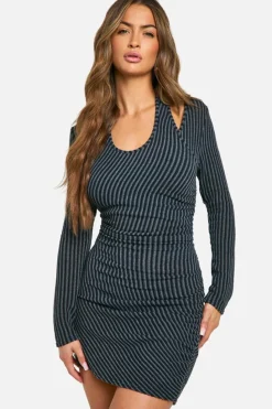 Bodycon Dresses*boohoo Textured Layered Mini Dress charcoal