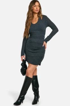 Bodycon Dresses*boohoo Textured Layered Mini Dress charcoal