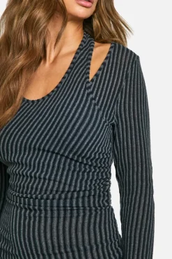 Bodycon Dresses*boohoo Textured Layered Mini Dress charcoal