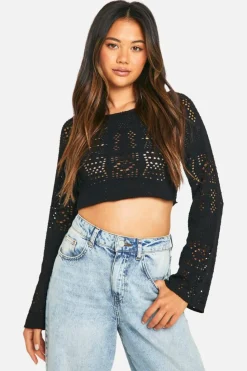 Long Sleeve Tops*boohoo Textured Long Sleeve Top black
