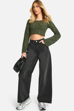 Long Sleeve Tops*boohoo Textured Long Sleeve Top khaki