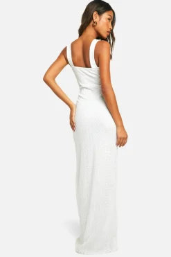 Cami Dresses*boohoo Textured Milkmaid Maxi Dress cream