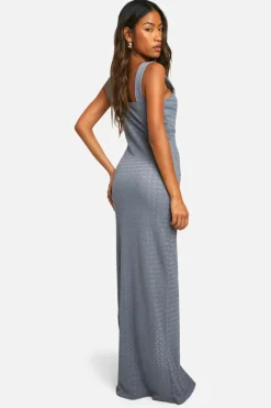 Cami Dresses*boohoo Textured Milkmaid Maxi Dress charcoal