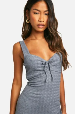 Cami Dresses*boohoo Textured Milkmaid Maxi Dress charcoal