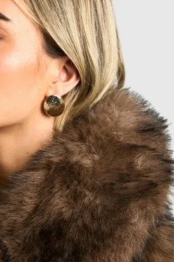 Statement Earrings|Earrings*boohoo Textured Oversized Oval Earrings gold