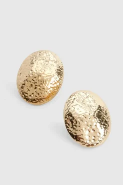 Statement Earrings|Earrings*boohoo Textured Oversized Oval Earrings gold