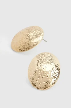 Statement Earrings|Earrings*boohoo Textured Oversized Oval Earrings gold