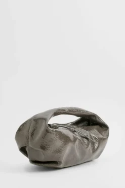 Handbags*boohoo Textured Patent Slouchy Grab Bag charcoal