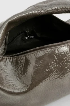Handbags*boohoo Textured Patent Slouchy Grab Bag charcoal