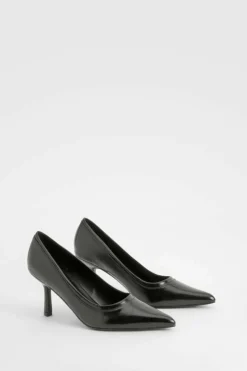 Heels*boohoo Textured Pu Pointed Court Shoes black