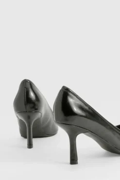 Heels*boohoo Textured Pu Pointed Court Shoes black