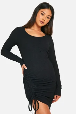 Bodycon Dresses*boohoo Textured Ruched Mini Dress black