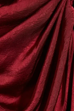 Wrap Dresses*MissPap Textured Satin Scarf Detail Ruched Wrap Mini Dress berry