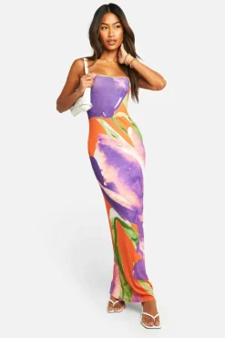 Cami Dresses*boohoo Textured Sheer Floral Strappy Maxi Dress multi