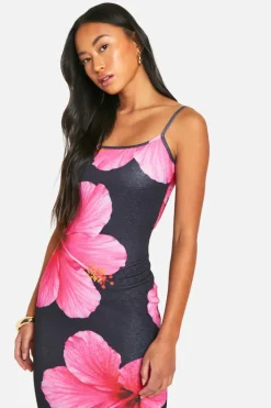 Cami Dresses*boohoo Textured Sheer Floral Strappy Maxi Dress black