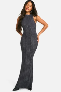 Maxi Dresses*boohoo Textured Sleeveless Maxi Dress charcoal