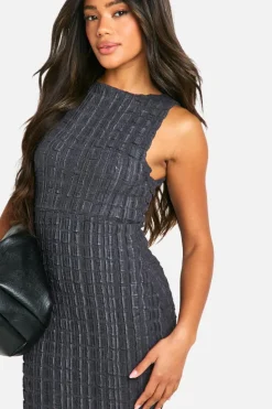 Maxi Dresses*boohoo Textured Sleeveless Maxi Dress charcoal