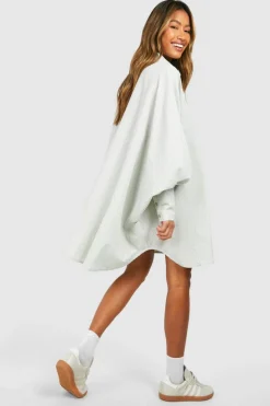 Shirt Dresses*boohoo Textured Stripe Batwing Oversized Shirt Dress green