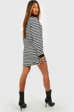 Bodycon Dresses|Boohoo Basics*boohoo Textured Stripe Collared Mini Dress black