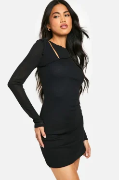 Bodycon Dresses*boohoo Textured Tie Side Mini Dress black