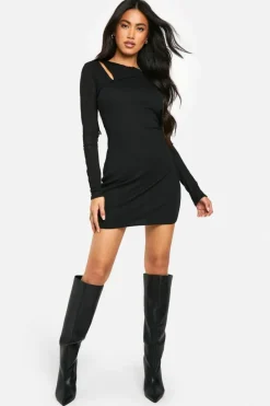 Bodycon Dresses*boohoo Textured Tie Side Mini Dress black