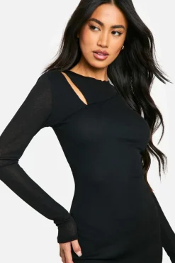 Bodycon Dresses*boohoo Textured Tie Side Mini Dress black