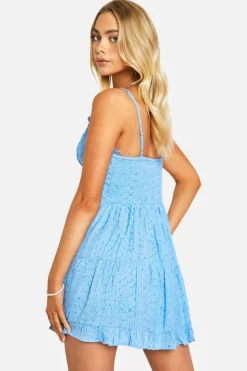 Smock Dresses*boohoo Textured Tier Smock Dress blue
