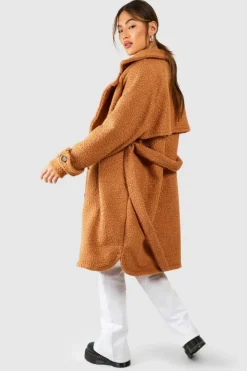 Up To 80% Off Winter Warmers|Long Coats*boohoo Textured Wool Look Oversized Coat camel