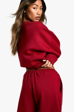 Sweatshirts|Hoodies & Sweatshirts*boohoo THE BRONX APPLIQUE OVERSIZED CROPPED SWEATSHIRT red