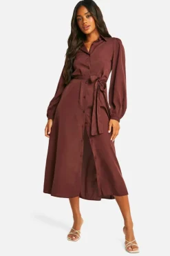T-Shirt Dresses|Shirt Dresses*boohoo The Midaxi Shirt Dress chocolate