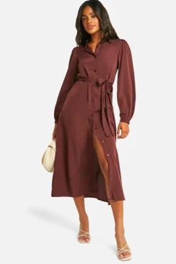 T-Shirt Dresses|Shirt Dresses*boohoo The Midaxi Shirt Dress chocolate