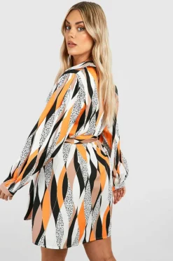 Shirt Dresses|Mini Dresses*boohoo The Plus Printed Shirt Dress black