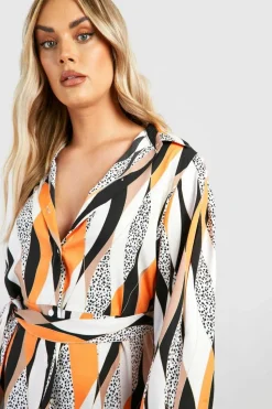 Shirt Dresses|Mini Dresses*boohoo The Plus Printed Shirt Dress black