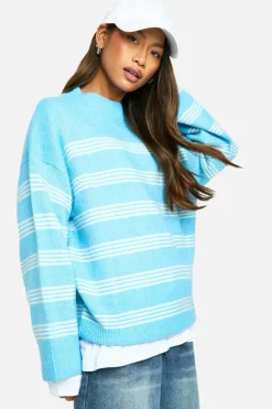 Oversized Jumpers*boohoo Thin Stripe Oversized Jumper blue