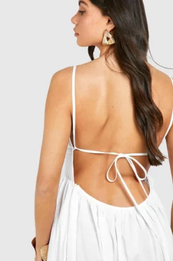 Skater Dresses|Bodycon Dresses*boohoo Tie Back Poplin Midaxi Dress white