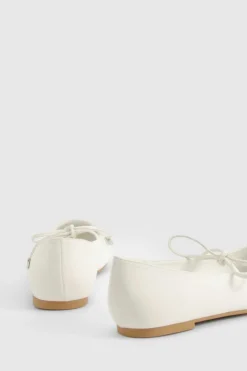 Ballet Flats|Flats*boohoo Tie Detail Mary Jane Ballet Flats ecru