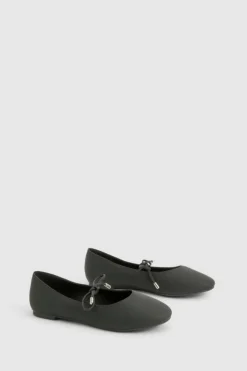 Ballet Flats|Flats*boohoo Tie Detail Mary Jane Ballet Flats black