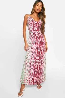 Cami Dresses*boohoo Tie Dye Cowl Maxi Dress pink